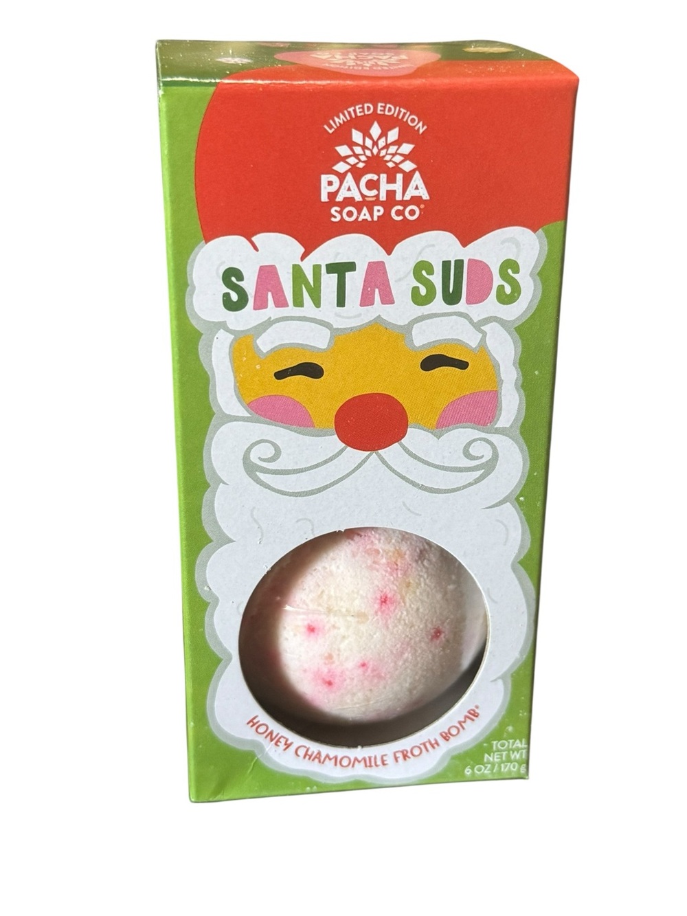 Pacha Soap Co 2 Pack Santa Suds Limited Edition Honey Chamomile Froth Bomb New